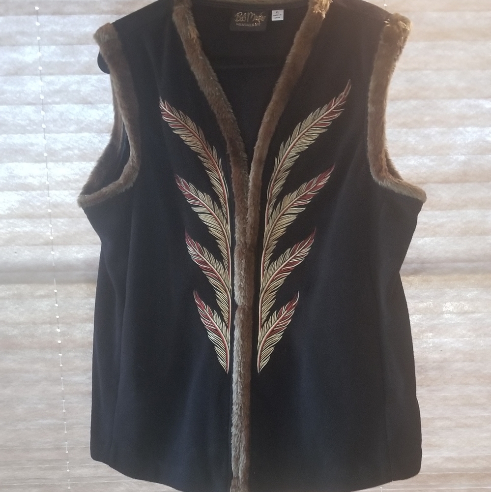 Bob Mackie Wearable Art Fleece Vest XL